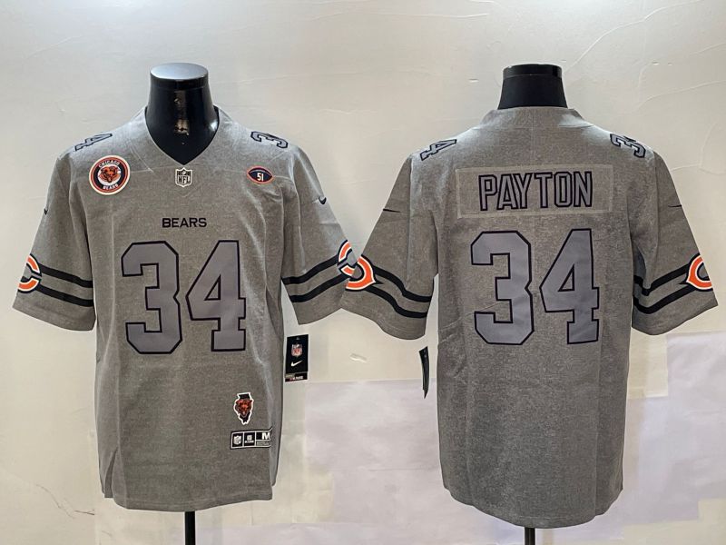 Men Chicago Bears #34 Payton Grey Throwback 2024 Nike Limited NFL Jersey style 5